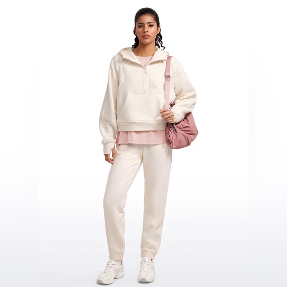 Fleece Lined Half Zip Hoodies with Thumb Holes - Picture 3 of 8